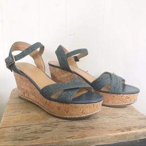 Franco Sarto Raffia Strap Cork Wedge Cara Sandal